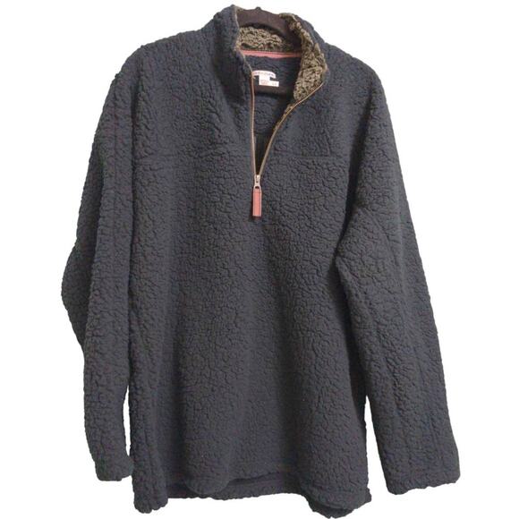 Carbon 2 Cobalt Mens Fleece Jacket Black Quarter Zip Mockneck Sherpa Large Tall - Picture 3 of 8